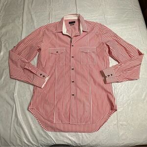 Red Striped Zara Man Tailored Fit Long sleeve Shirt size 16” collar M/L